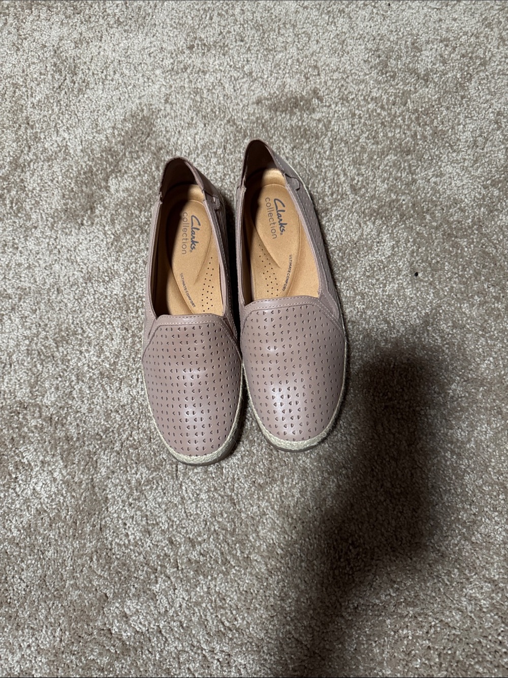 Clarks Women's Blush Taupe Perforated Slip-On Loafers